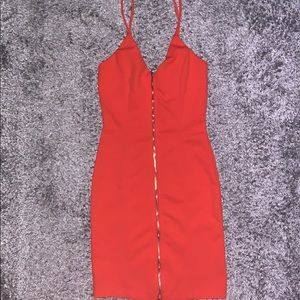 Orange full zip Mini Dress